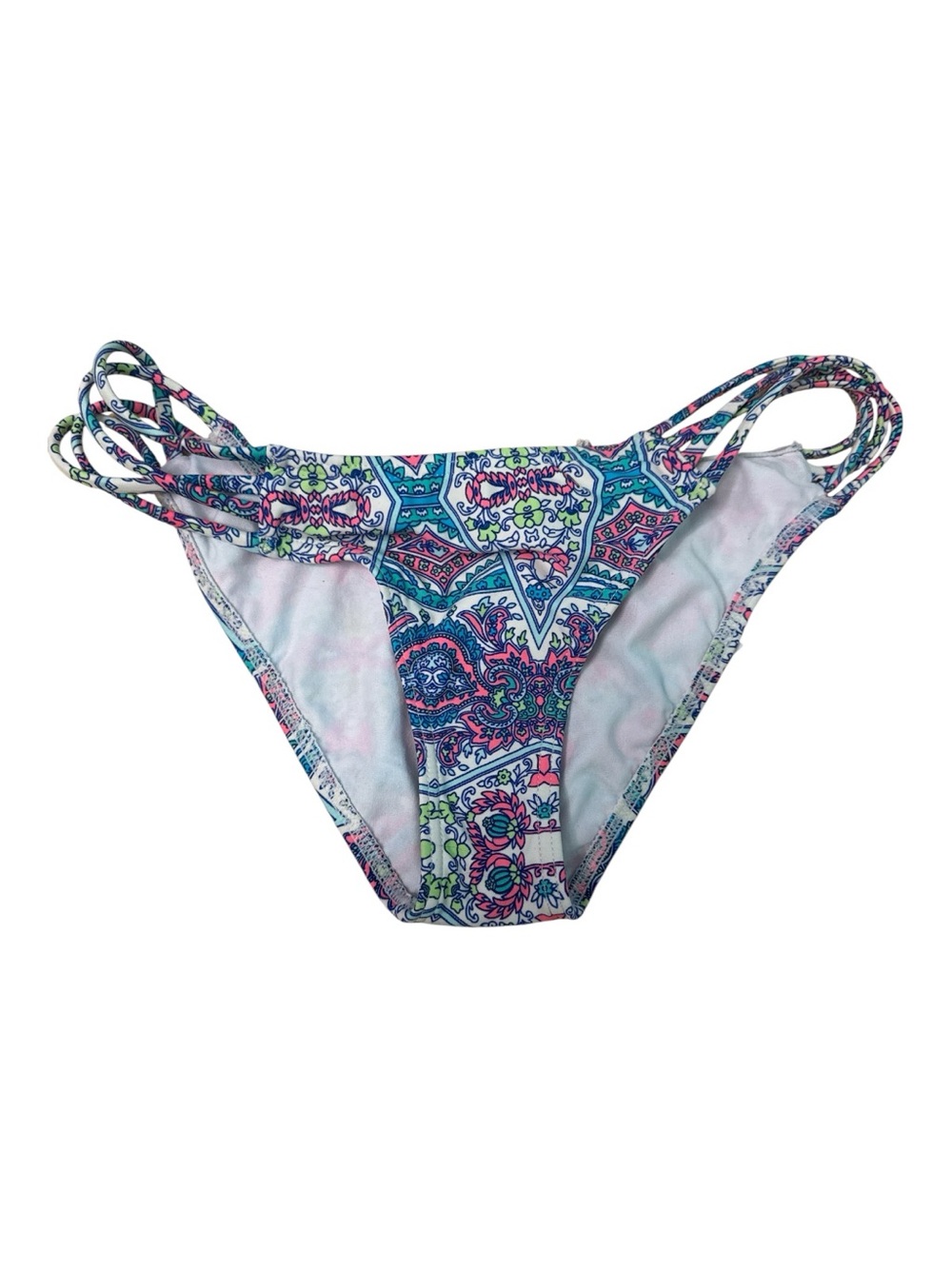 Paisley Print Bikini Bottom in Teal, Navy & Pink cheeky Size Small NWT - Picture 2 of 2